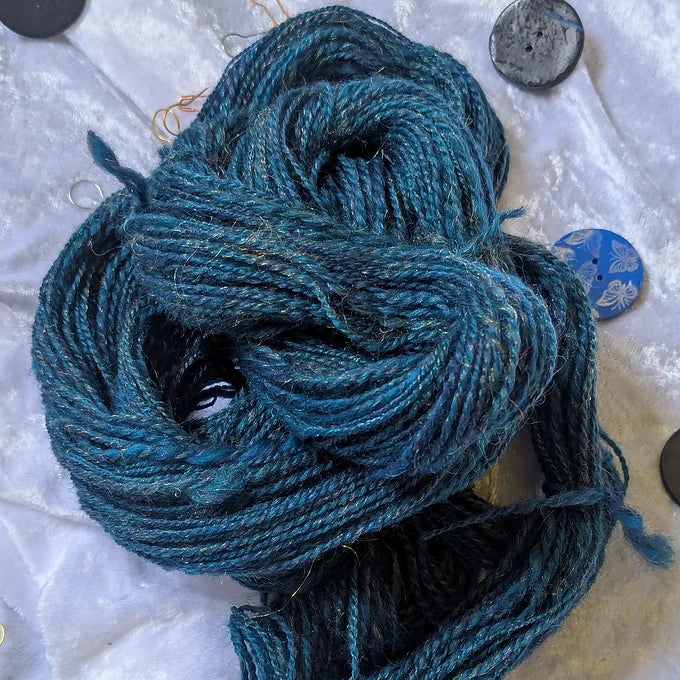"Peacock" handspun yarn 35g/115yards wool/nylon