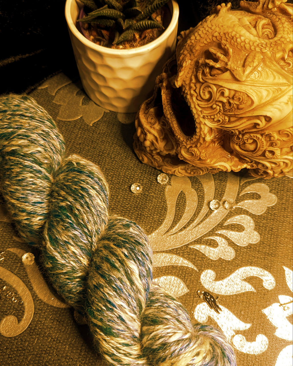 "Big Blue Marble" handspun yarn 100g/220 yards House Blend