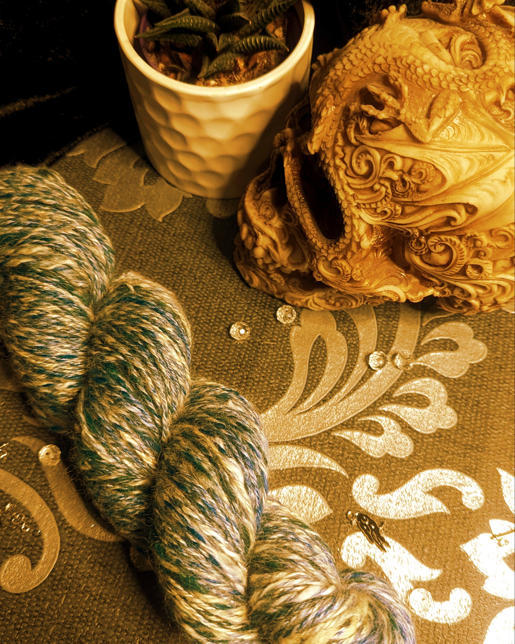 "Big Blue Marble" handspun yarn 100g/220 yards House Blend