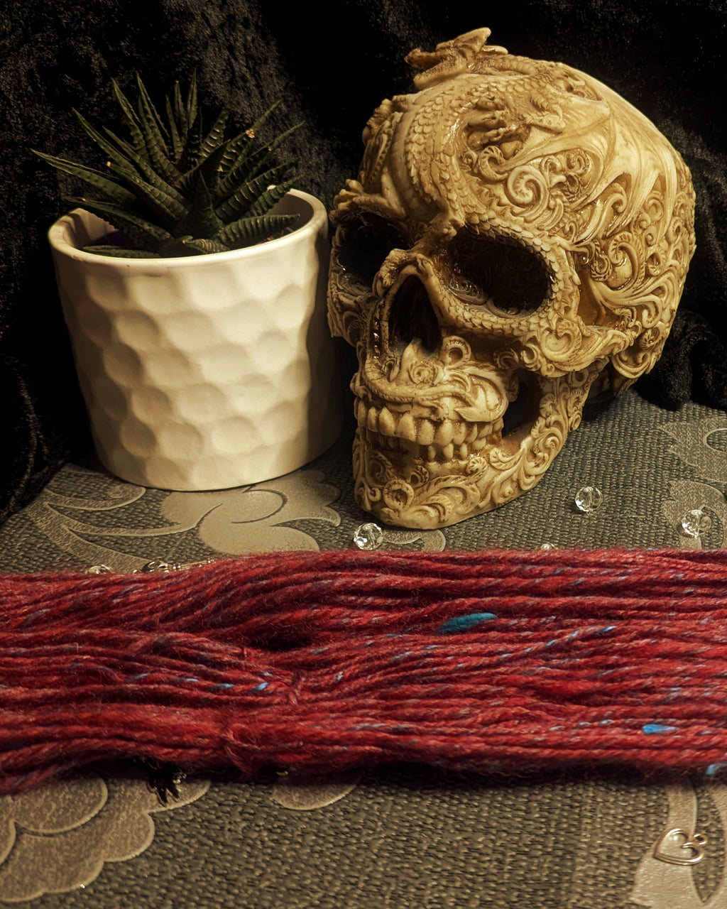 "Feuerzangenbowle" handspun yarn 45g/100 yards Wool/Silk blend