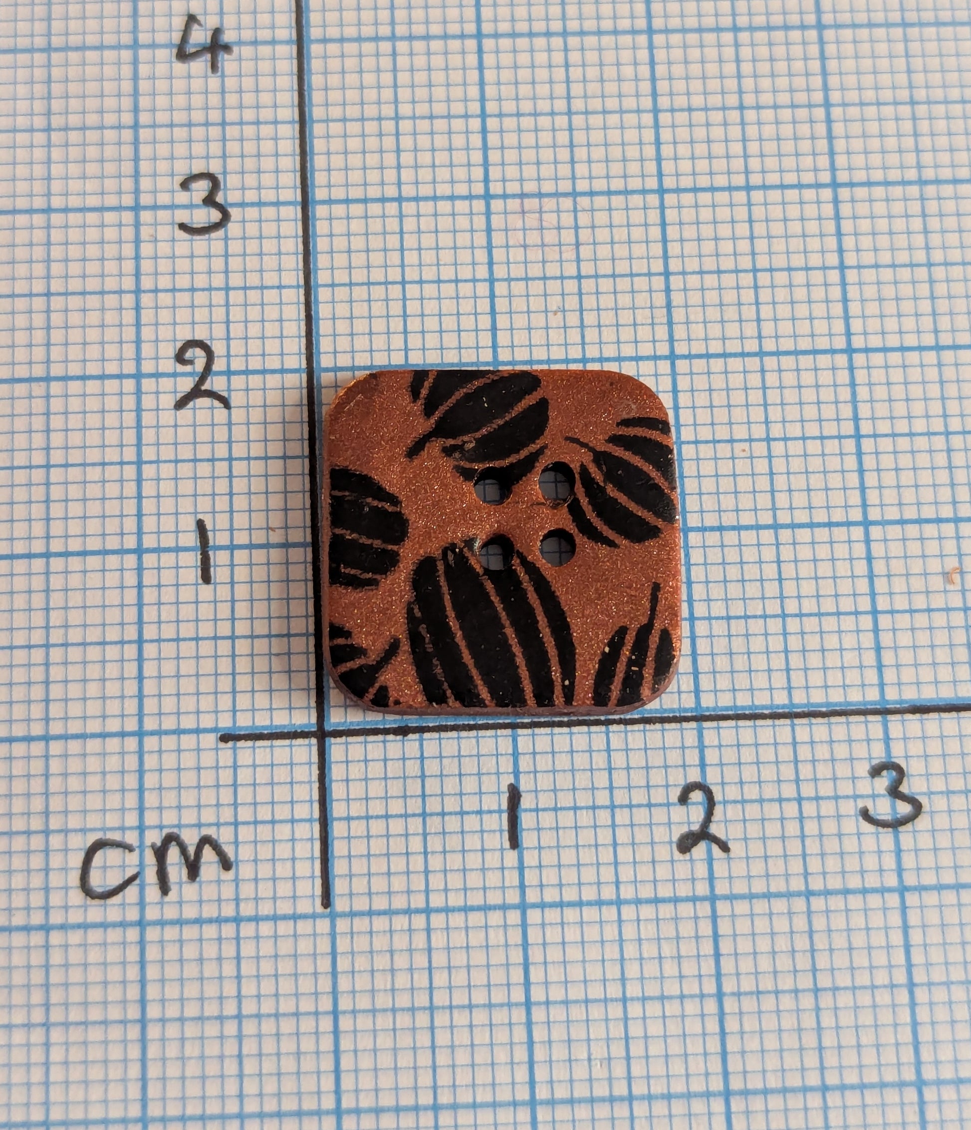 Pumpkin button - black on copper