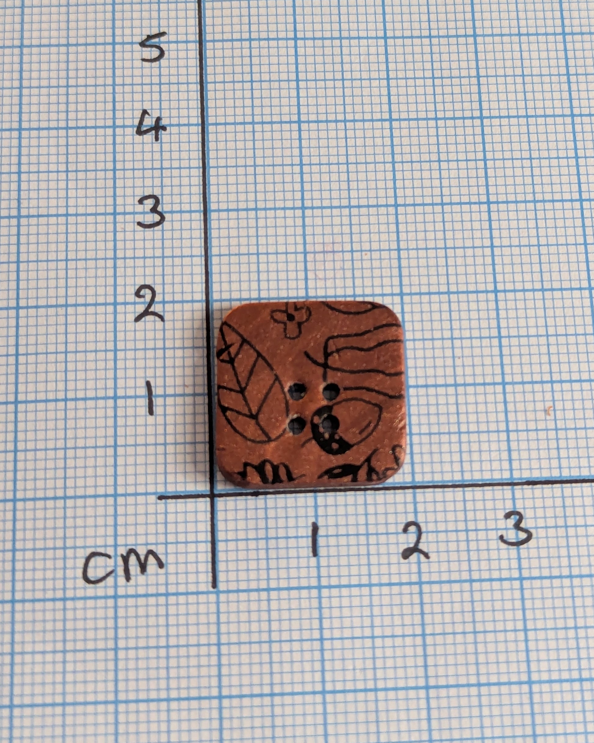 Autumn Leaf button - black on copper