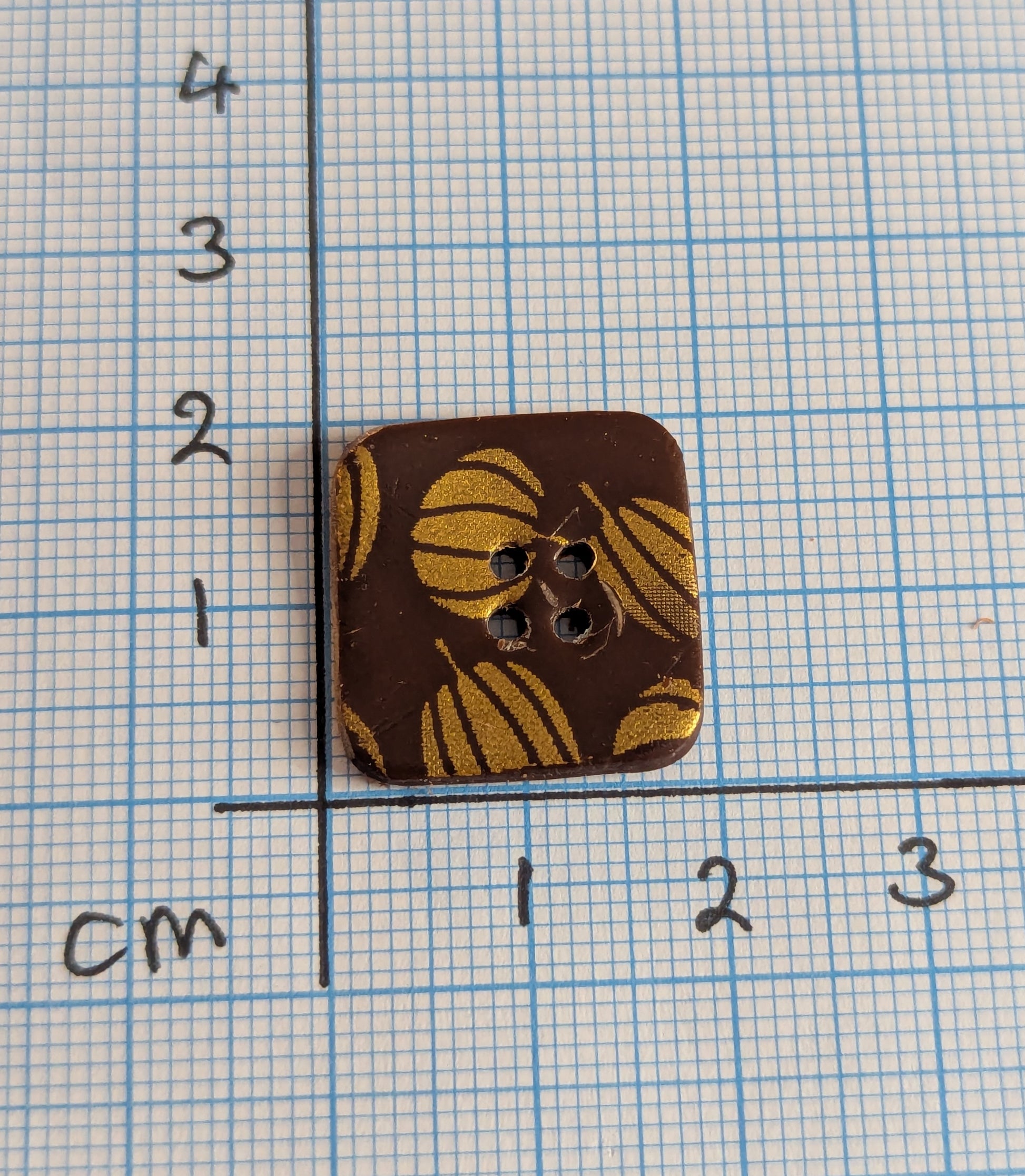 Pumpkin button - gold on brown