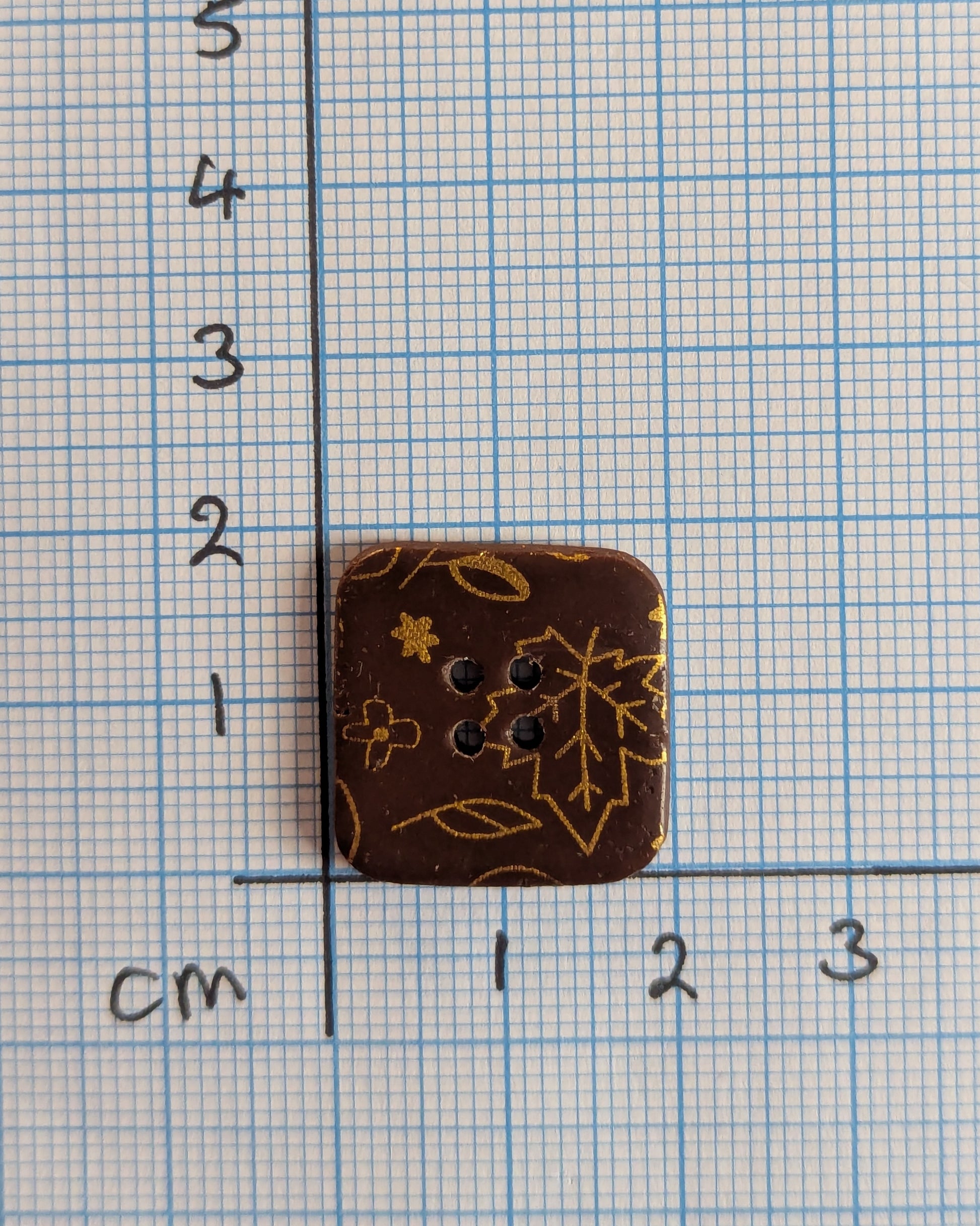 Autumn Leaf button - gold on brown