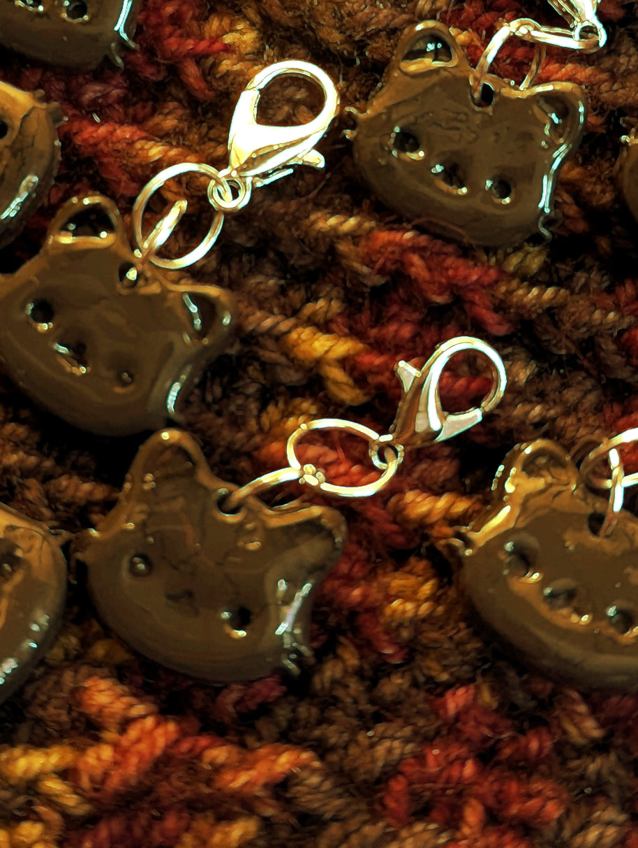 Cute Cat Face Stitch Markers - single