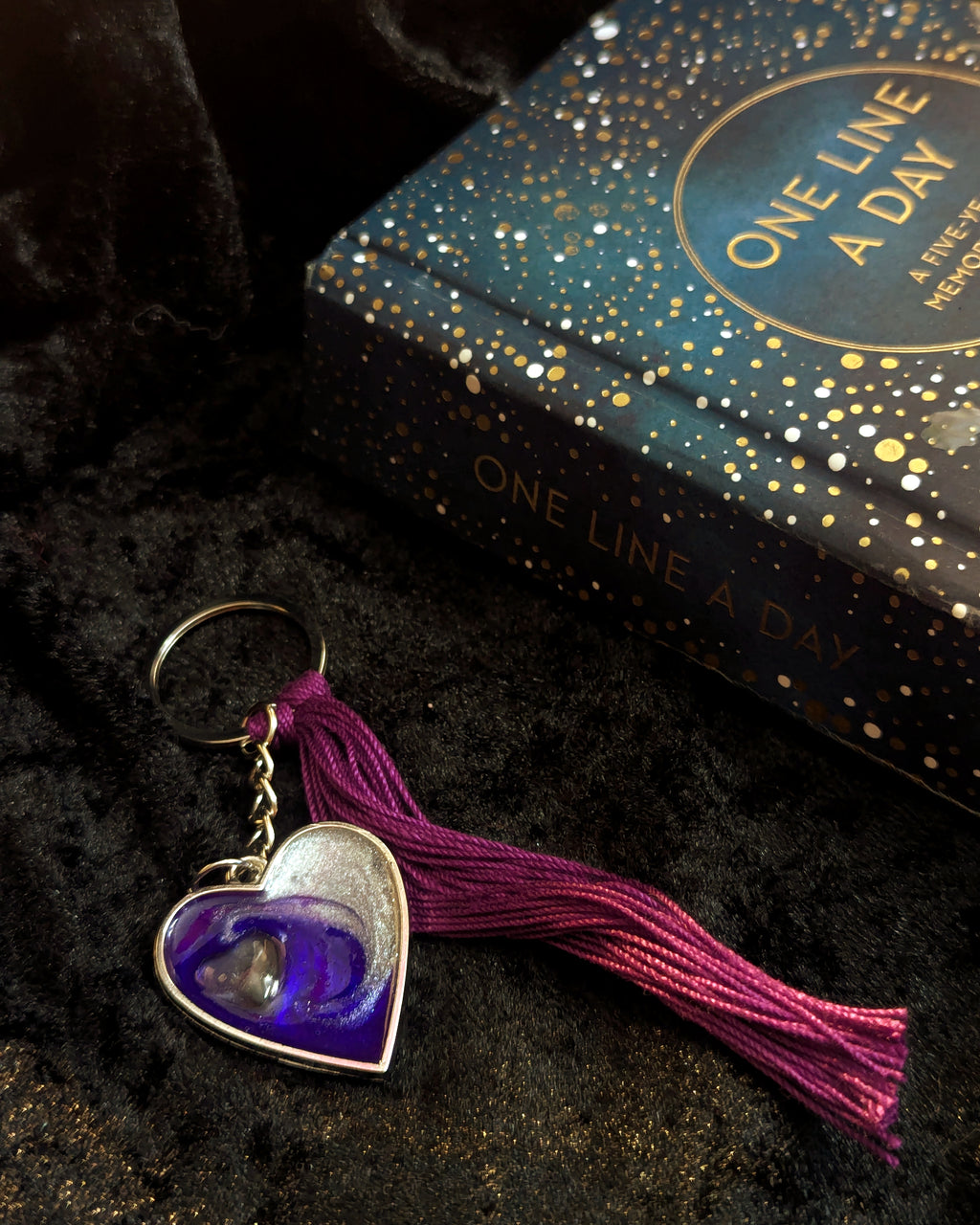 Heart Bag Charm / Key Ring - UV resin with tassel