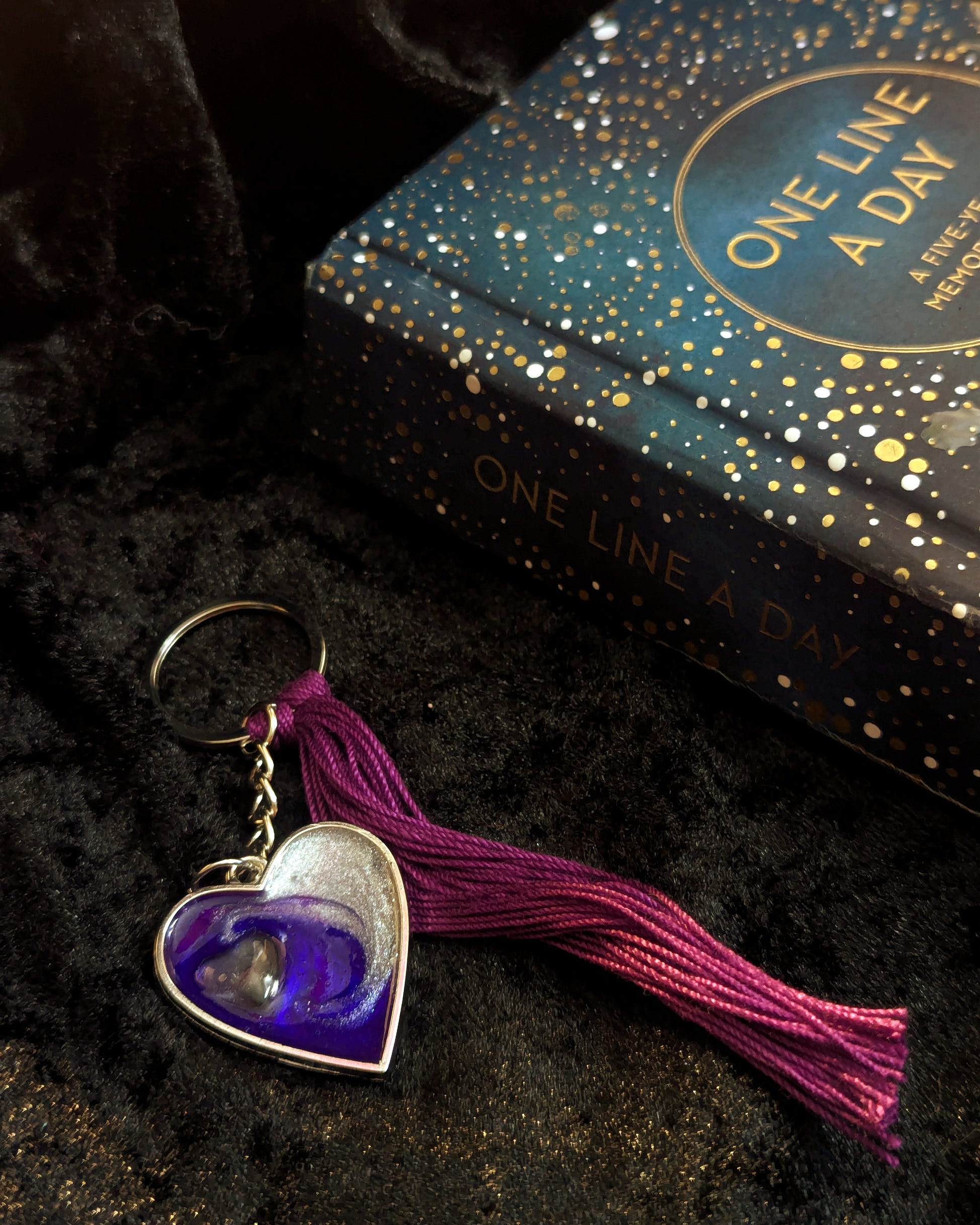 Heart Bag Charm / Key Ring - UV resin with tassel