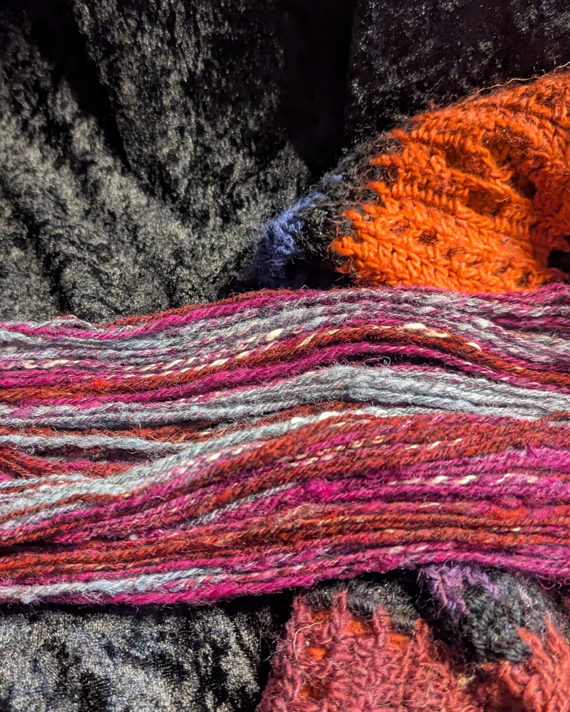 "Mulled Wine" handspun yarn 80g/140yards Wool/Cotton blend