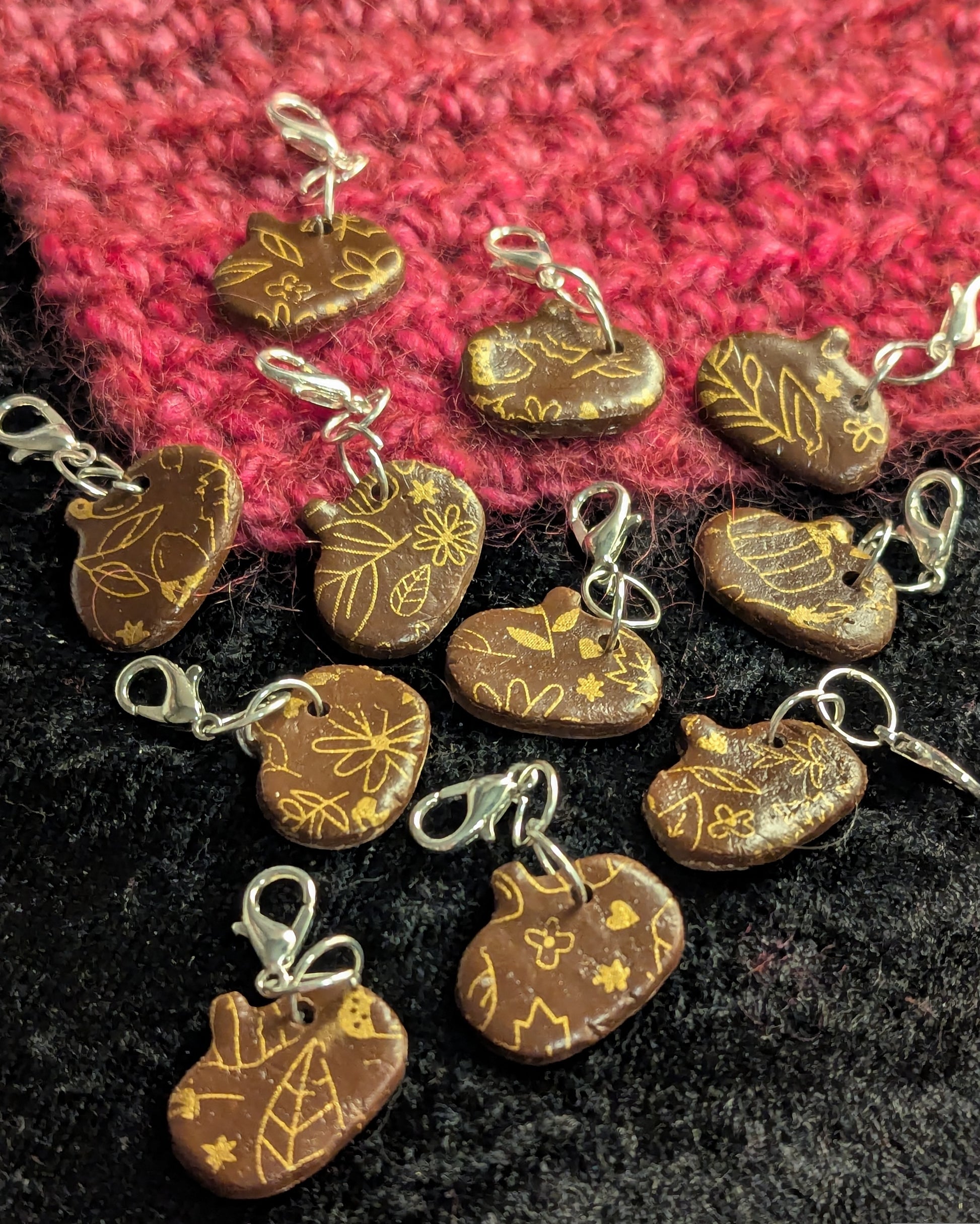 Pumpkin Stitch Markers - Autumn Leaves - single